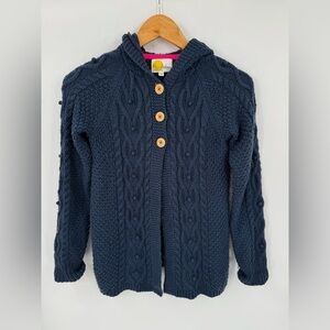 Mini Boden Navy Cable Knit Girls Cardigan Sweater
